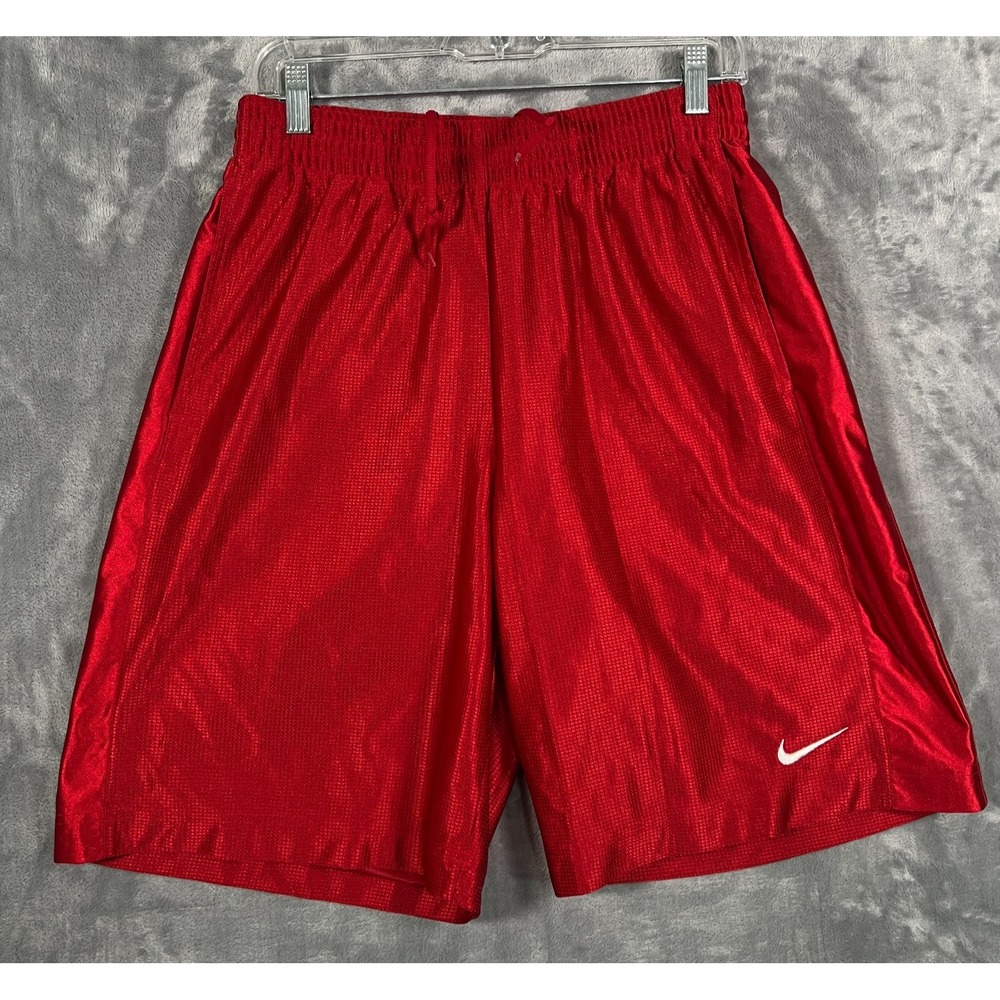 Vintage Nike Basketball Shorts Mens Medium Red Dazzle Shiny Silky Satin Y2K